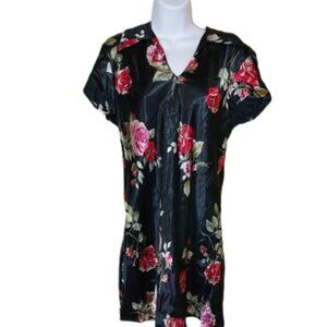 Black and Red Floral Print Dress Fits Size Large